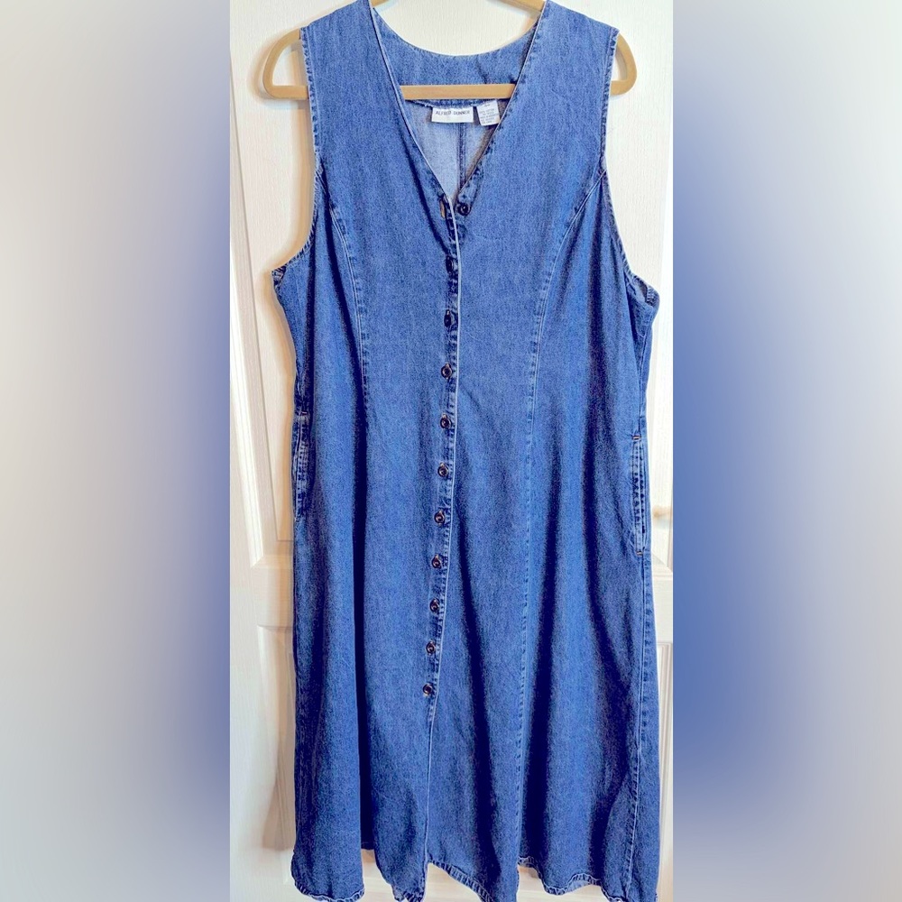 Vintage 90’s Alfred Dunner Denim Button Front Dress size 18W